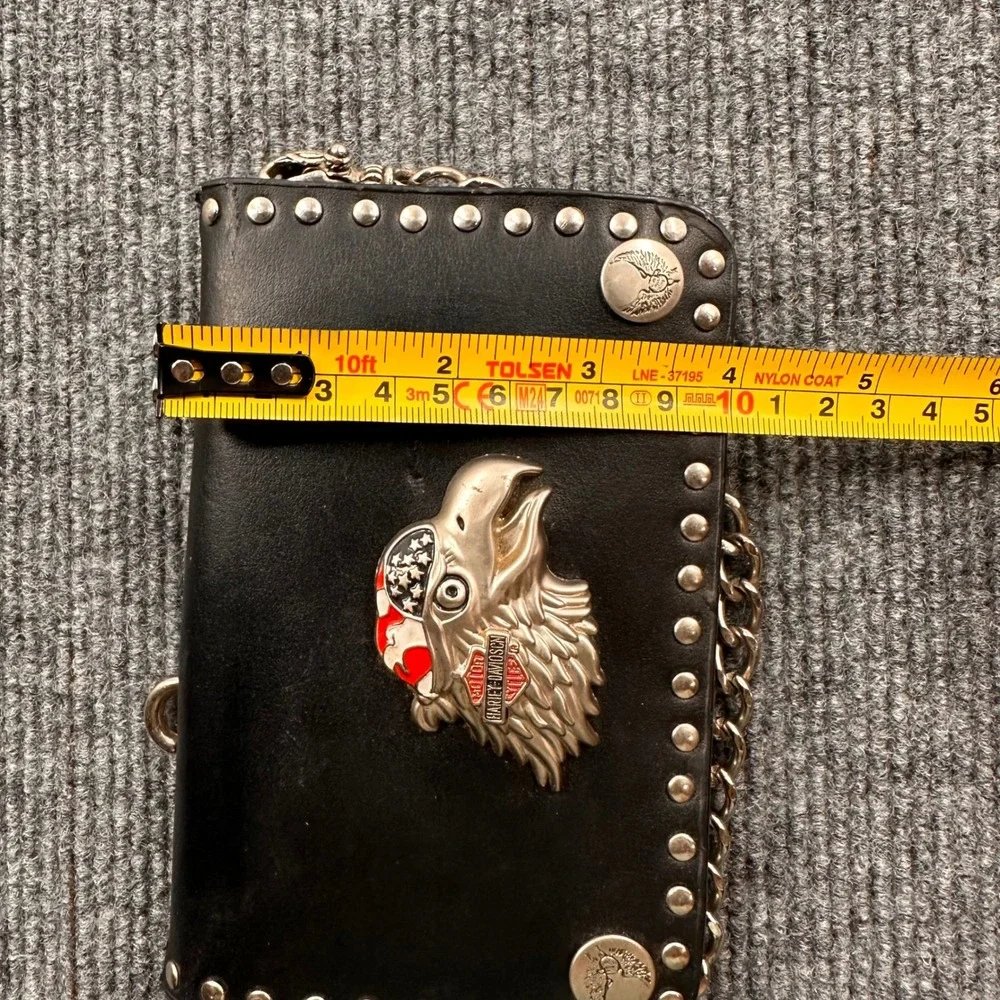 Harley Davidson Trucker Wallet Studded Eagle Biker Black 90s Casual READ